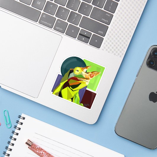 New Cham On The Block—Jackson’s Chameleon Sticker (Laptop met iPhone)