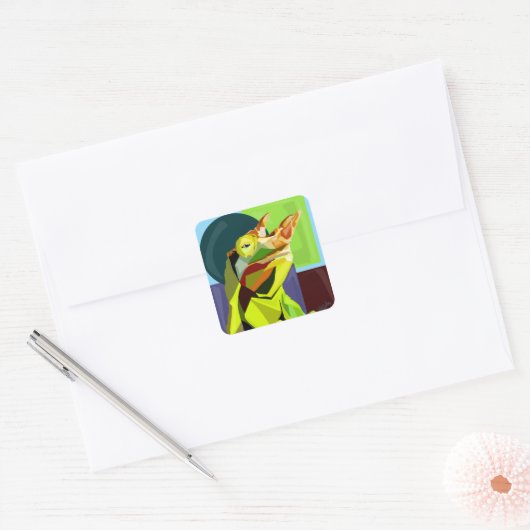 New Cham On The Block—Jackson’s Chameleon  Vierkante Sticker (Envelop)