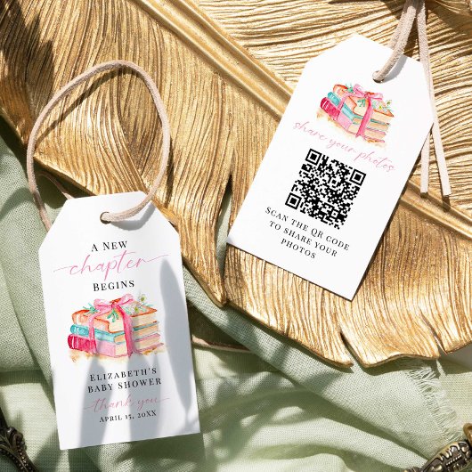 New Chapter Baby Shower Share Photo QR 2-Sided Cadeaulabel