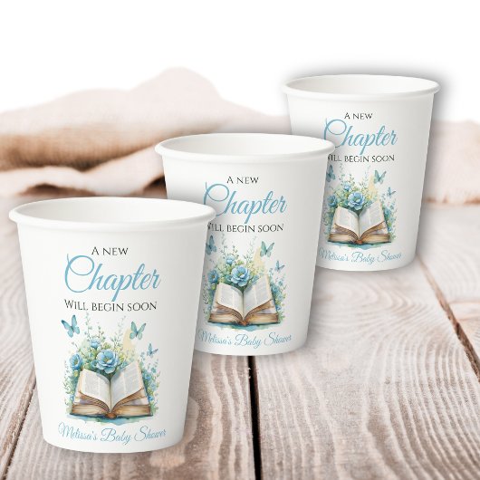 New Chapter Begin Blue Boy Brunch Book Baby Shower Papieren Bekers