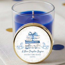 new chapter begins,blue bow books baby shower chic ronde sticker