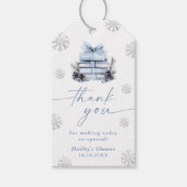 New Chapter Begins Blue Bow Winter Baby Shower Cadeaulabel (Voorkant)