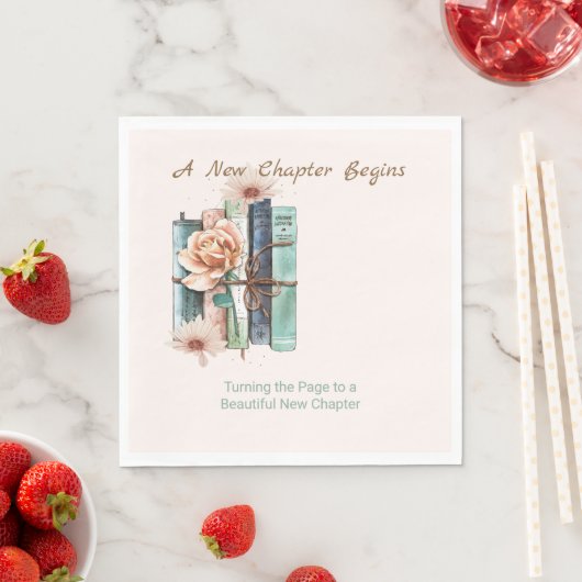 New Chapter Begins Book Stack Floral  Servet (Insitu)