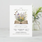 New Chapter Begins Book Wildflowers Baby Shower Kaart (Staand voorkant)
