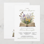 New Chapter Begins Book Wildflowers Baby Shower Kaart (Voorkant / Achterkant)