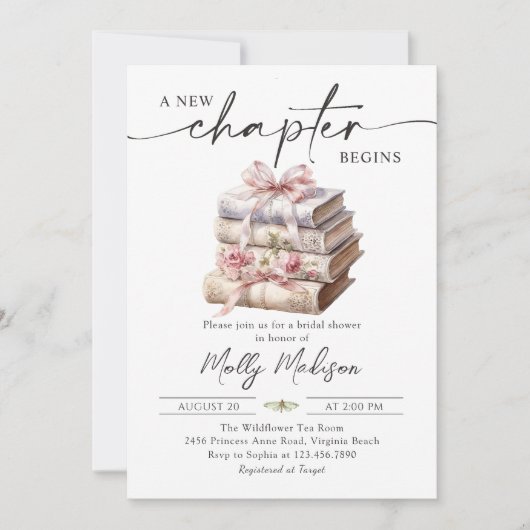 New Chapter Begins, Bow Storybook Bridal Shower Kaart (Voorkant)