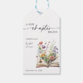 New Chapter Begins Floral Book Bridal Shower Cadeaulabel (Voorkant)