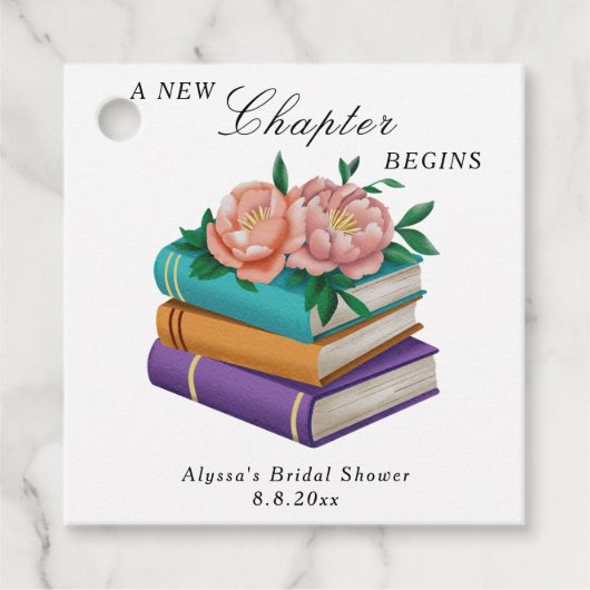 New Chapter Begins Floral Bridal Shower Bedankjes Labels (Voorkant)