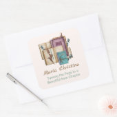 New Chapter Begins Floral New Beginnings Vierkante Sticker (Envelop)