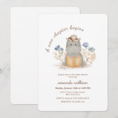 New Chapter Begins Jungle Safari Hippo Baby Shower Kaart (Voorkant / Achterkant)