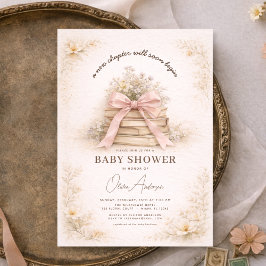 New Chapter Begins Pink Bow Books Baby Shower Kaart