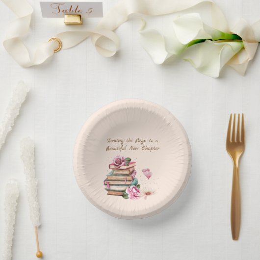 New Chapter Begins Romantic Book Theme Floral Papieren Kommen (Huwelijk)