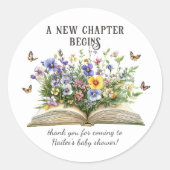New Chapter Begins Storybook Baby Shower Sticker (Voorkant)