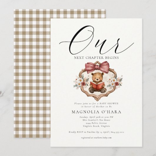 New Chapter Begins Storybook Floral Baby Shower Kaart (Voorkant / Achterkant)