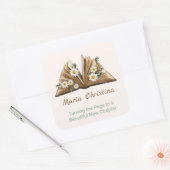 New Chapter Begins Turning the Page Floral Vierkante Sticker (Envelop)
