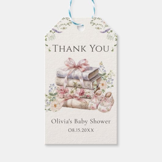 New Chapter Begins Wildflower Book Baby Shower Cadeaulabel (Voorkant)
