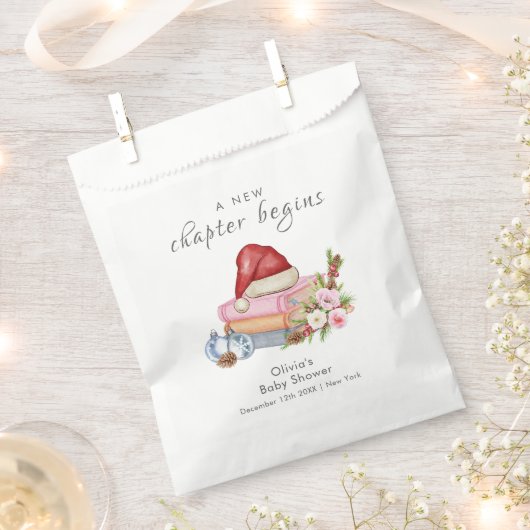 New Chapter Begins Winter Floral Baby Shower  Bedankzakje (Geknipt)