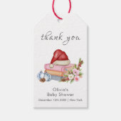 New Chapter Begins Winter Floral Baby Shower  Cadeaulabel (Voorkant)