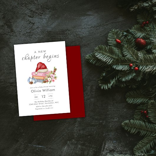 New Chapter Begins Winter Floral Baby Shower Kaart