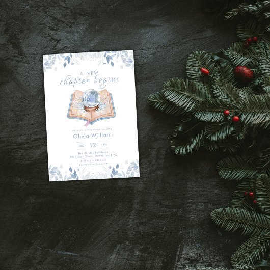 New Chapter Begins Winter Snowball Baby Shower Kaart