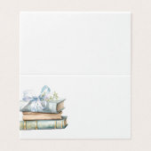 New Chapter Blue Bow Books Baby Shower place card Kaart (Buitenkant ongevouwen)