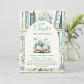 New Chapter Blue Boy Library Book Baby Shower Kaart (Staand voorkant)