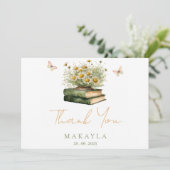 New Chapter Boho Book Floral Bridal Shower  Bedankkaart (Staand voorkant)