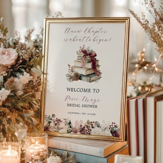 New Chapter Books Winter Bridal Shower Welcome Poster
