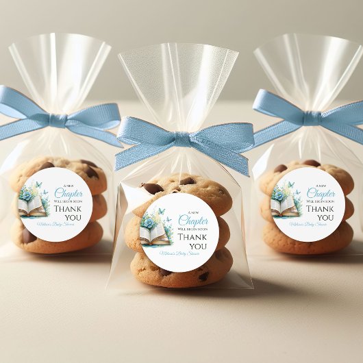 New Chapter Boy Blue Brunch StoryBook Baby Shower Ronde Sticker