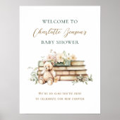 New Chapter Floral Book Baby Shower Welcome Poster (Voorkant)