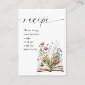 New Chapter Floral Book Bridal Shower Recipe Informatiekaartje (Voorkant)