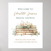 New Chapter Floral Book Bridal Shower Welcome Poster (Voorkant)