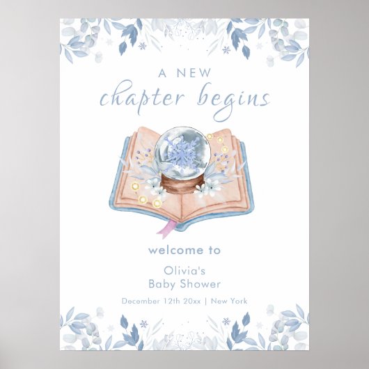 New Chapter Floral Snowball Baby Shower Welcome Poster (Voorkant)
