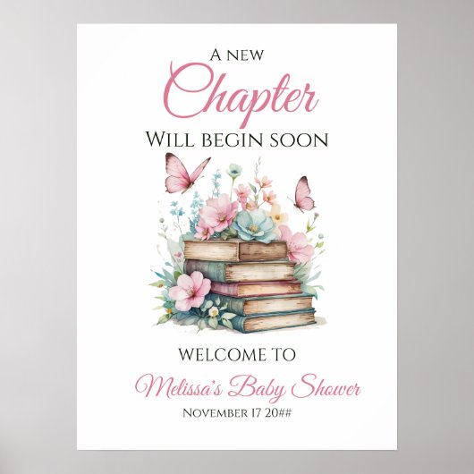 New Chapter Girl Storybook Baby Shower Welcome Poster (Voorkant)