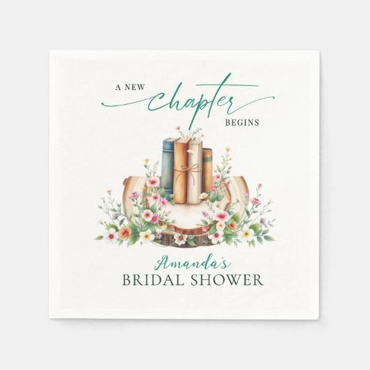 New Chapter Lovers Book Floral Bridal Shower Servet (Voorkant)