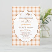 New Chapter Neutral Book Baby Shower Invite Kaart (Staand voorkant)