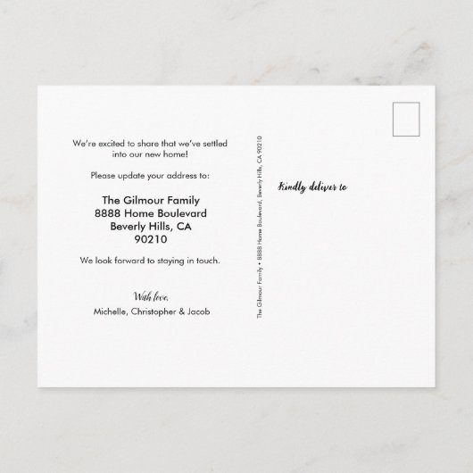 New Chapter New Home Family Custom Photo and House Briefkaart (Achterkant)