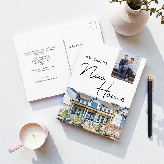 New Chapter New Home Family Custom Photo and House Briefkaart