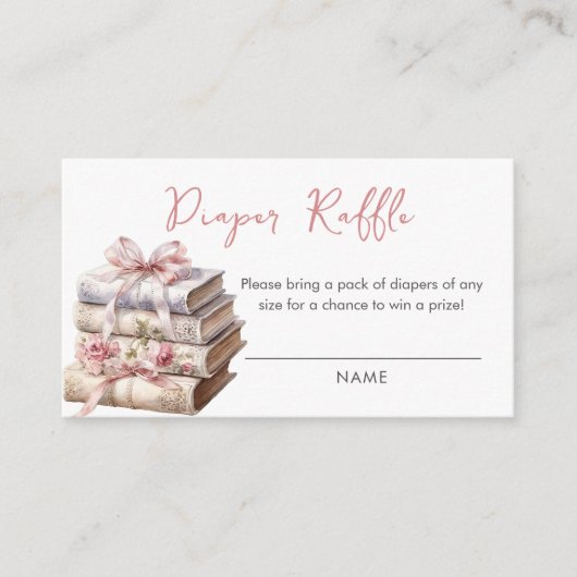 New Chapter Pink Bow Book Diaper Raffle Informatiekaartje (Voorkant)