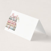 New Chapter Pink Bow Books Baby Shower place card Kaart (Voorkant)