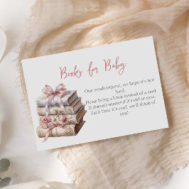 New Chapter Pink Bow Books for Baby Shower Informatiekaartje