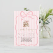 New Chapter Pink Bow Stripes Baby Shower Informatiekaartje (Staand voorkant)