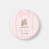 New Chapter Pink Bow Stripes Baby Shower Magneet (Voorkant)