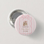 New Chapter Pink Bow Stripes Baby Shower Ronde Button 3,2 Cm (Voorkant /achterkant)