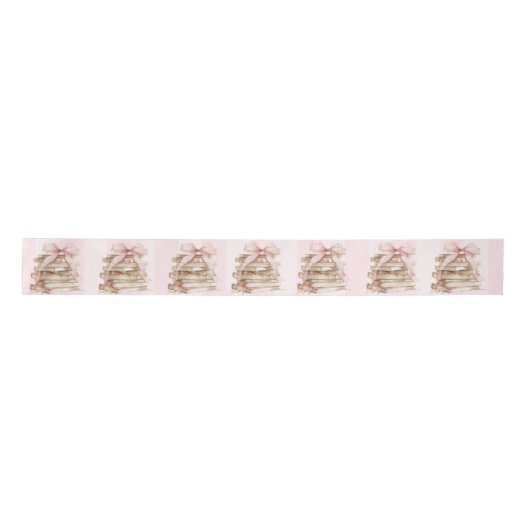 New Chapter Pink Bow Stripes Baby Shower Satijnen Lint (Voorkant)