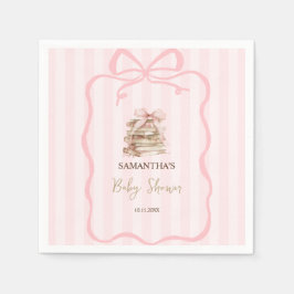 New Chapter Pink Bow Stripes Baby Shower Servet