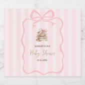 New Chapter Pink Bow Stripes Baby Shower Sparkling Wijnetiket (Enkel label)