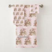 New Chapter Pink Bow Stripes Bad Handdoek (Insitu)