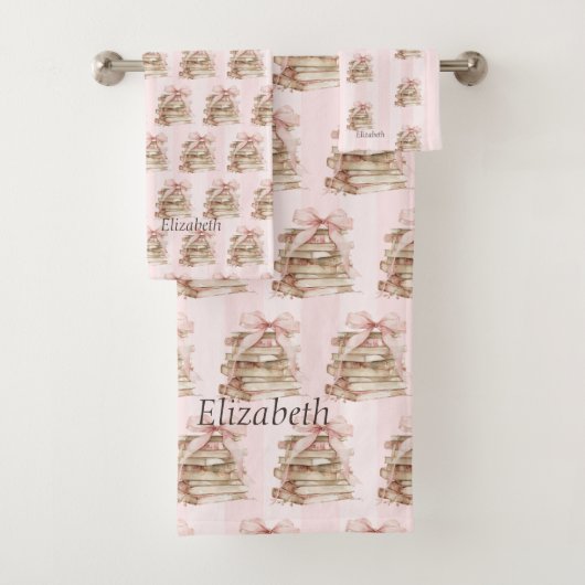 New Chapter Pink Bow Stripes Bad Handdoek (Insitu)