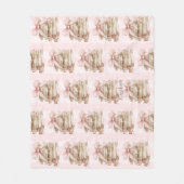 New Chapter Pink Bow Stripes  Fleece Deken (Voorkant)